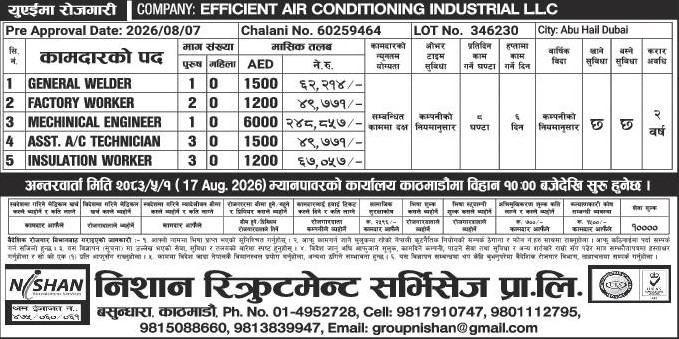 job vacancy in dubai for nepalese